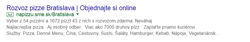 Ad snippet in Google Search - example