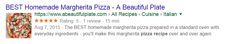 Breadcrumbs in organic snippet - example