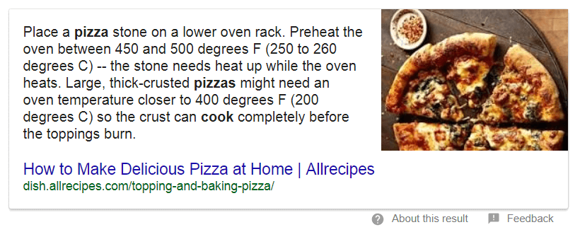 Google featured snippet - example