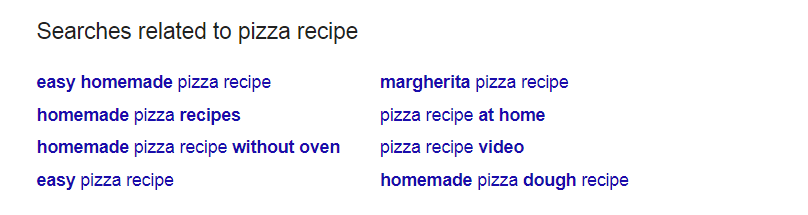 Related searches in Google - example