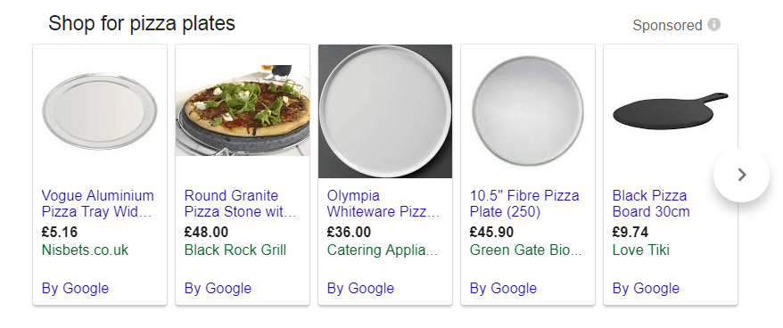 Product listing ads in Google Search - example