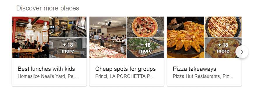 Similar places list feature - example