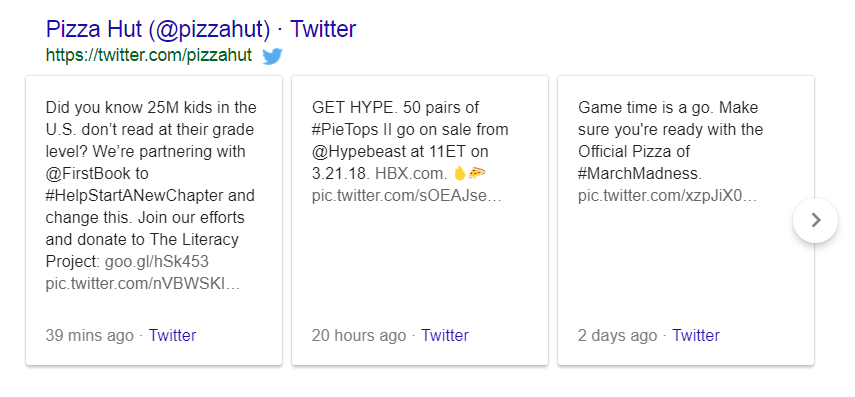 Twitter/X snippets in Google - example