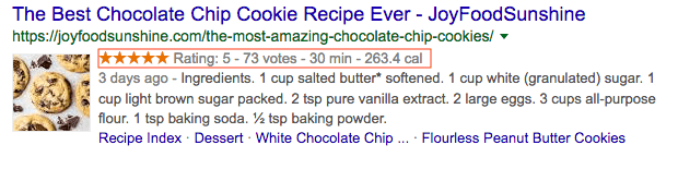 Schema example in Google SERP