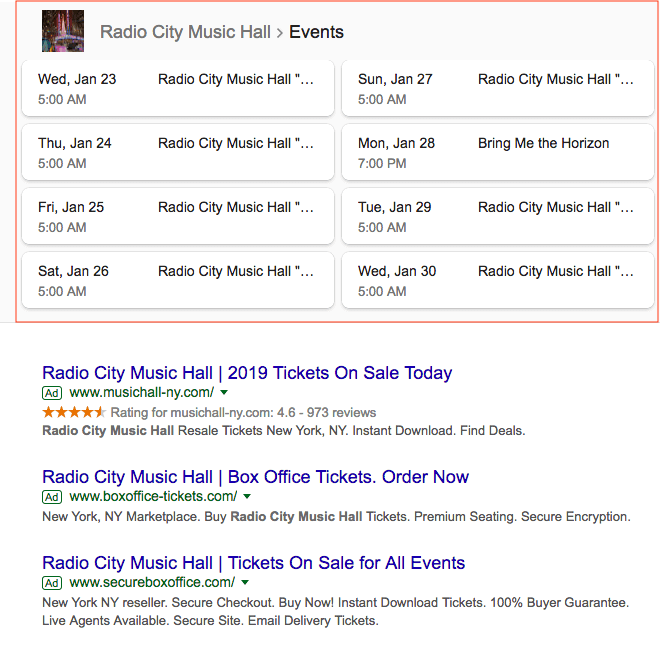 Structured data example in Google SERP