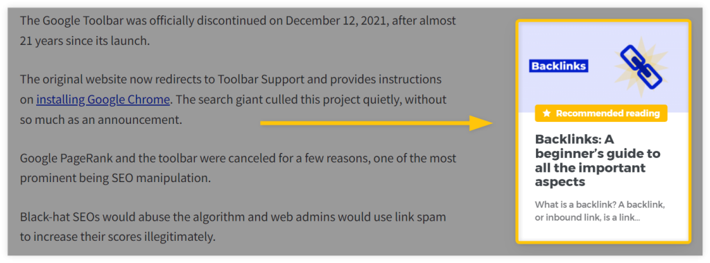 example of the sidebar link